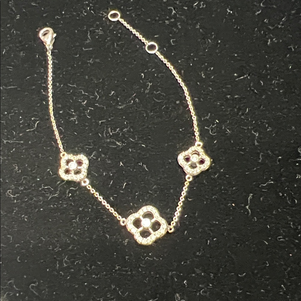 Silver Bracelet with crystal Floral Accents
